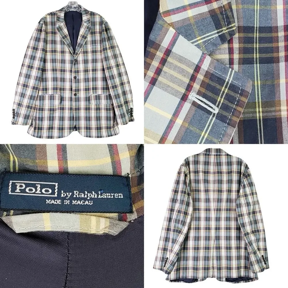 Polo Ralph Lauren Madras Plaid Cotton Sport Coat Blazer Men’s Large Preppy